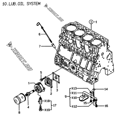  Система смазки двигателя Yanmar 4TNE106T-NS