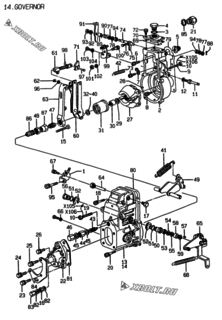  Двигатель Yanmar 4TNE106T-NS, узел -  Регулятор оборотов 