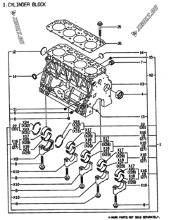  Двигатель Yanmar 4TNE88-EVN, узел -  Блок цилиндров 