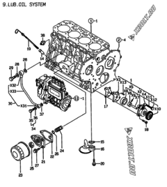  Двигатель Yanmar 4TNE88-EVN, узел -  Система смазки 