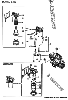  Двигатель Yanmar 4TNE88-EVN, узел -  Топливопровод 