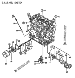  Двигатель Yanmar 3TNE74C-EHP, узел -  Система смазки 
