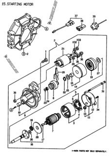  Двигатель Yanmar 3TNE68-ENSR, узел -  Стартер 