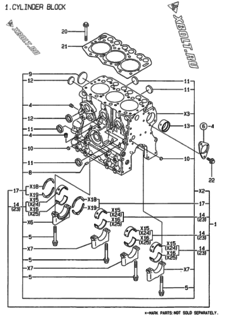  Двигатель Yanmar 3TNE68-EAC, узел -  Блок цилиндров 