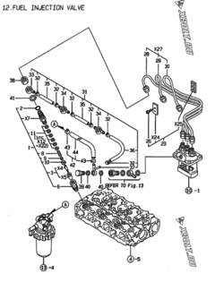  Двигатель Yanmar 3TNE68-EAC, узел -  Форсунка 