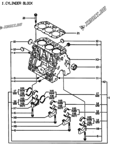  Двигатель Yanmar 3TNE88-EPG, узел -  Блок цилиндров 