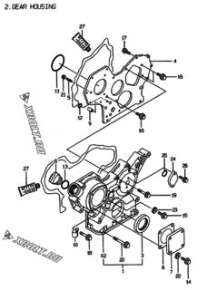  Двигатель Yanmar 3TNE88-EPG, узел -  Корпус редуктора 