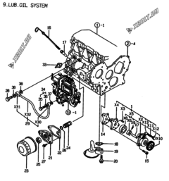  Двигатель Yanmar 3TNE88-EPG, узел -  Система смазки 