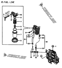  Двигатель Yanmar 3TNE88-EPG, узел -  Топливопровод 