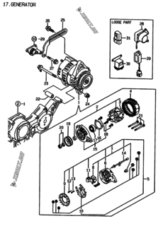  Двигатель Yanmar 3TNE88-EPG, узел -  Генератор 