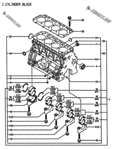  Двигатель Yanmar 4TNE88-EPG, узел -  Блок цилиндров 