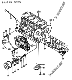  Двигатель Yanmar 4TNE88-EPG, узел -  Система смазки 