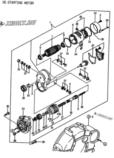  Двигатель Yanmar 4TNE88-EPG, узел -  Стартер 
