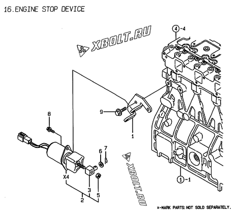  Устройство остановки двигателя двигателя Yanmar 4TNE98-WI