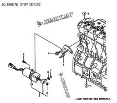  Двигатель Yanmar 4TNE98-WI, узел -  Устройство остановки двигателя 