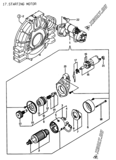  Двигатель Yanmar 4TNE98-WI, узел -  Стартер 