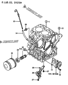  Двигатель Yanmar 2TNE68C-EBG, узел -  Система смазки 