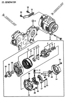  Двигатель Yanmar 2TNE68C-EBG, узел -  Генератор 