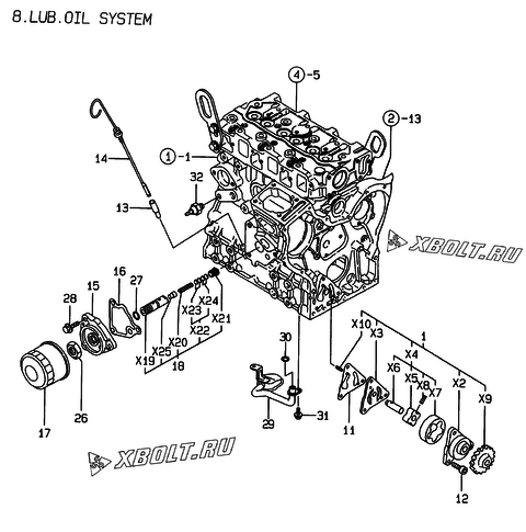  Система смазки двигателя Yanmar 3TNE74C-EMG