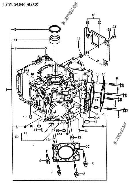  Блок цилиндров двигателя Yanmar 2V78-TA