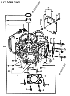 Двигатель Yanmar 2V78-TA, узел -  Блок цилиндров 