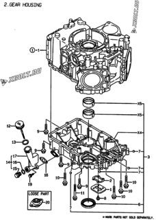  Двигатель Yanmar 2V78-TA, узел -  Корпус редуктора 