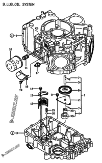  Двигатель Yanmar 2V78-TA, узел -  Система смазки 