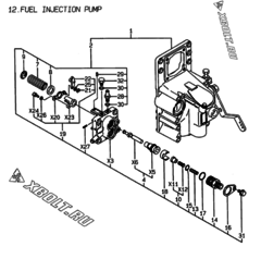  Двигатель Yanmar 2V78-TA, узел -  Топливный насос высокого давления (ТНВД) 