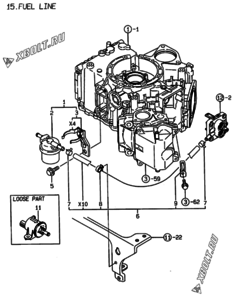  Двигатель Yanmar 2V78-TA, узел -  Топливопровод 