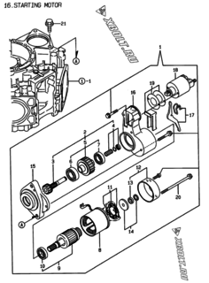  Двигатель Yanmar 2V78-TA, узел -  Стартер 