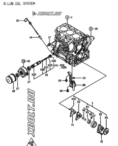 Двигатель Yanmar 3TNE68-CSF, узел -  Система смазки 