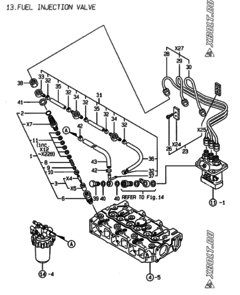  Двигатель Yanmar 3TNE68-ECSF, узел -  Форсунка 