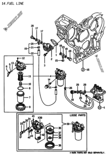  Двигатель Yanmar 3TNE68-CSF, узел -  Топливопровод 