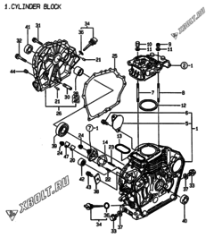  Двигатель Yanmar L40AE-DGMOYC, узел -  Блок цилиндров 