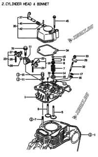 Двигатель Yanmar L40AE-DGMOYC, узел -  Головка блока цилиндров (ГБЦ) 