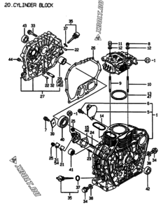  Двигатель Yanmar L100AEDGMOYC, узел -  Блок цилиндров 