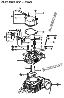  Двигатель Yanmar L100AEDGMOYC, узел -  Головка блока цилиндров (ГБЦ) 