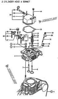  Двигатель Yanmar L100AEDERBOY, узел -  Головка блока цилиндров (ГБЦ) 