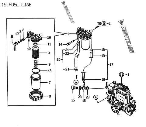  Топливопровод двигателя Yanmar 3TNE84T-EMD