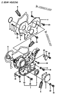 Двигатель Yanmar 3TNE78A-BME, узел -  Корпус редуктора 