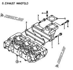  Двигатель Yanmar 3TNE78A-BME, узел -  Выпускной коллектор 