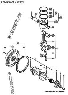  Двигатель Yanmar 3TNE78A-BME, узел -  Коленвал и поршень 