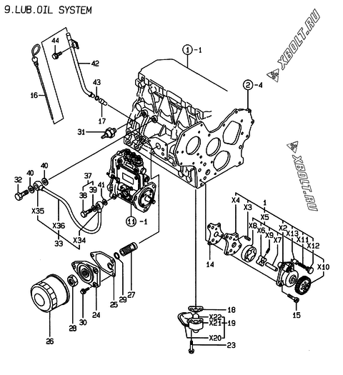  Система смазки двигателя Yanmar 3TNE78A-BME