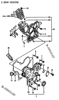  Двигатель Yanmar 3TNE68-BME, узел -  Корпус редуктора 
