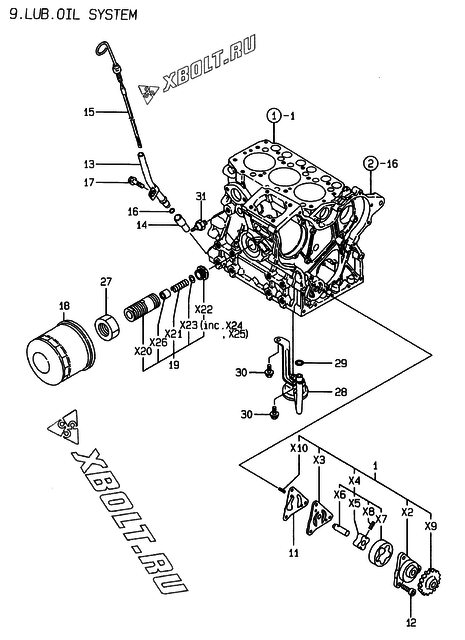  Система смазки двигателя Yanmar 3TNE68-BME
