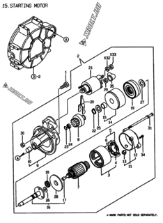  Двигатель Yanmar 3TNE74-BME, узел -  Стартер 