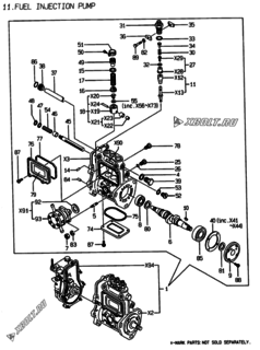  Двигатель Yanmar 3TNE78A-AK, узел -  Топливный насос высокого давления (ТНВД) 