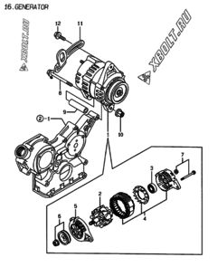 Двигатель Yanmar 3TNE78A-AK, узел -  Генератор 