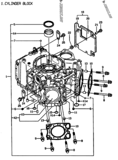  Двигатель Yanmar 2V78C-TX, узел -  Блок цилиндров 
