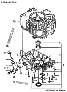  Двигатель Yanmar 2V78C-TX, узел -  Корпус редуктора 